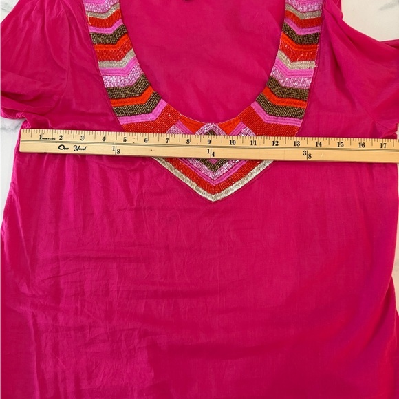 MudPie Daphne Vibrant Pink Beaded Dress/tunic size medium - Picture 6 of 8